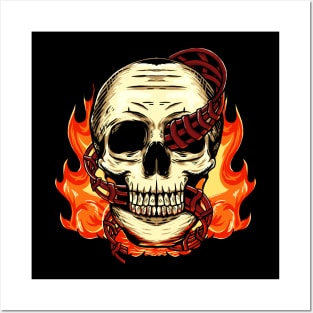 Flaming Skull Coaster Posters and Art